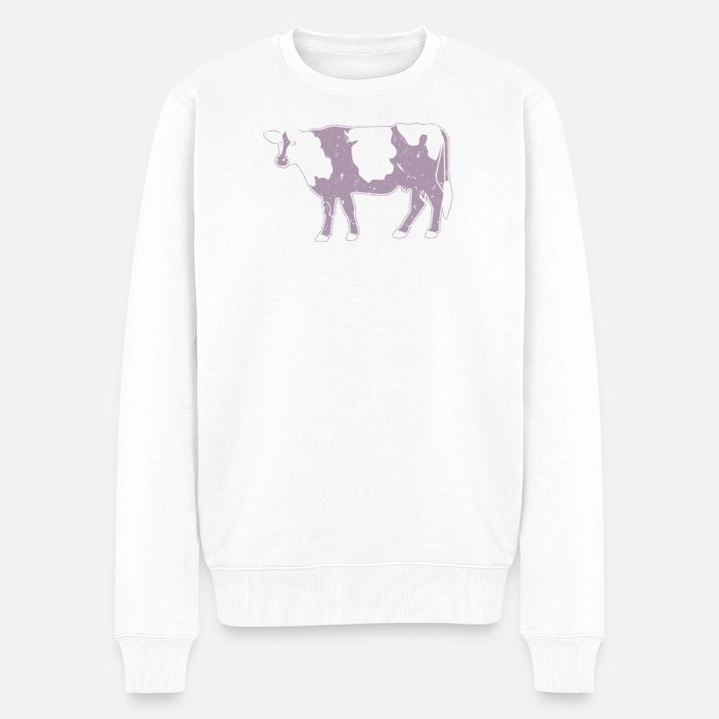 Kuh Silhouette Bauernhof Grunge Stil - Männer Premium Bio Pullover - Weiß