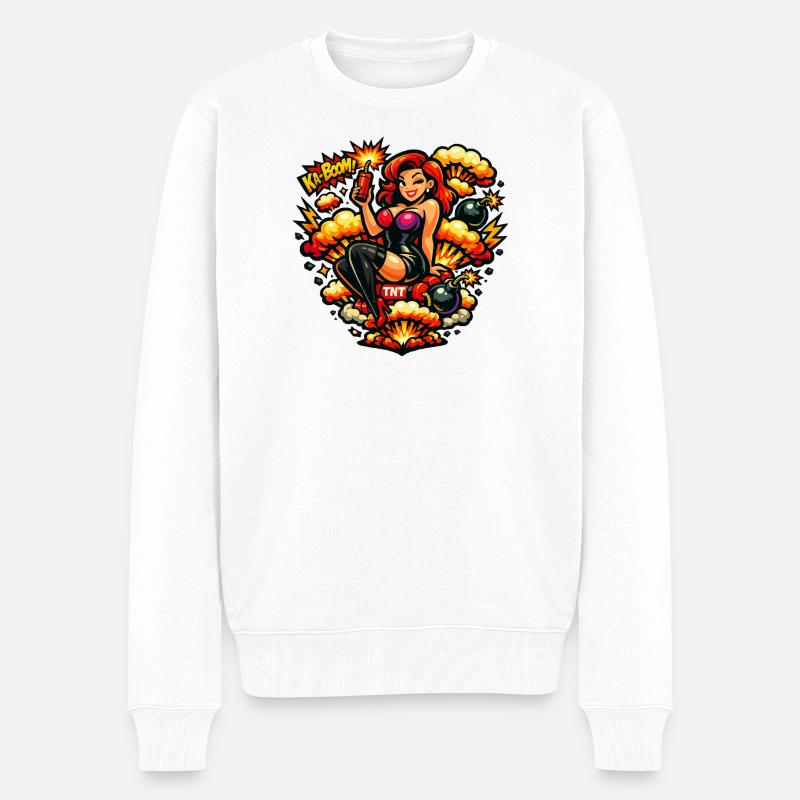 Explosive Frau - Männer Premium Bio Pullover - Weiß