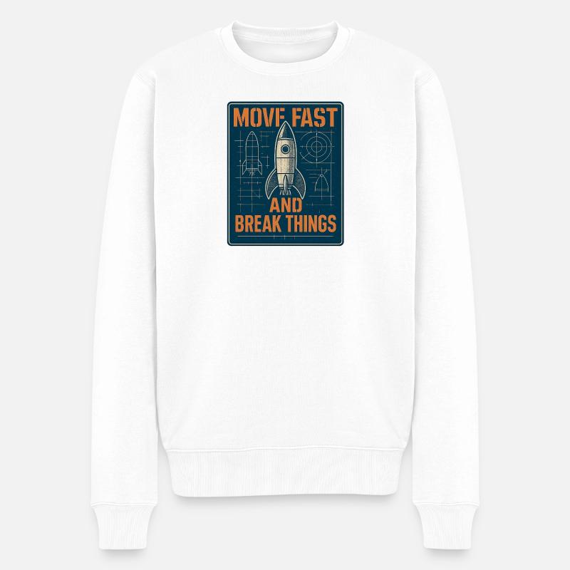 Raketensymbol: Schnell handeln - Männer Premium Bio Pullover - Weiß