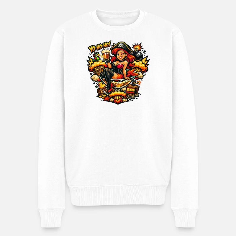 Petra-Pirat - Männer Premium Bio Pullover - Weiß