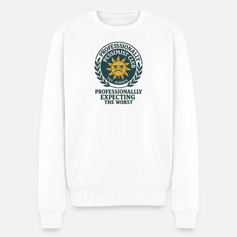 Skeptische Sonne Spruch - Männer Premium Bio Pullover - Weiß