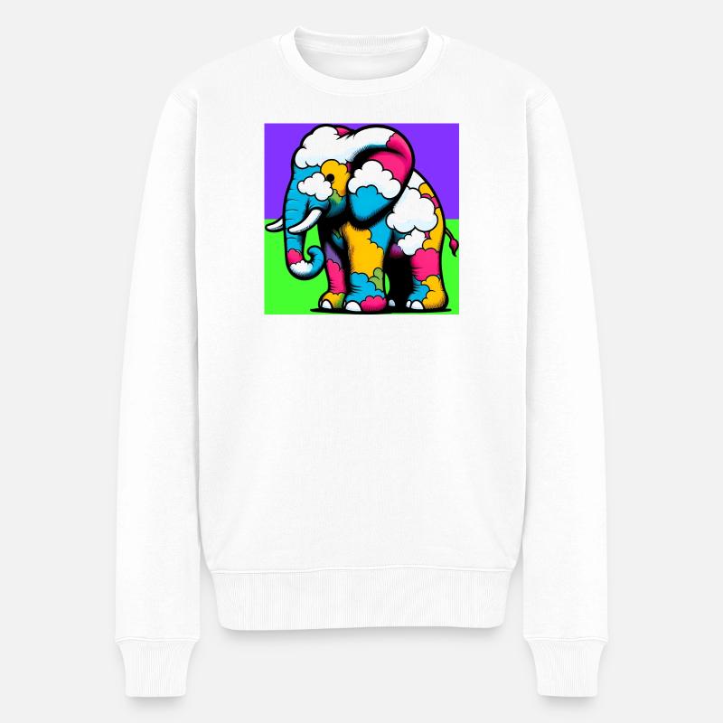 Éléphant avec Nuage et Nuages - Pull Premium bio Homme - blanc