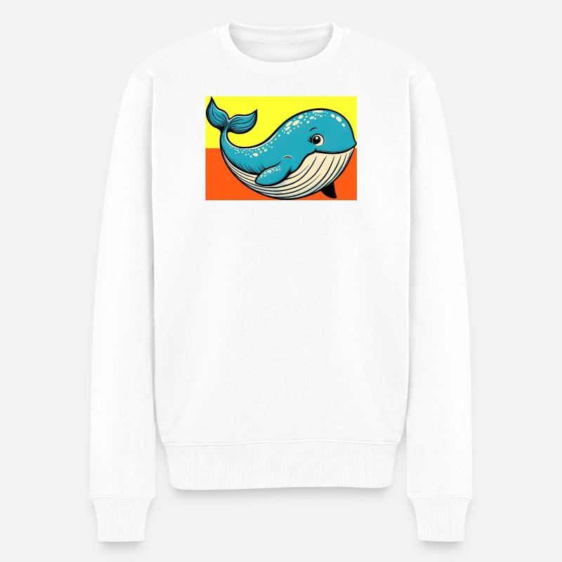 Wal - Männer Premium Bio Pullover - Weiß