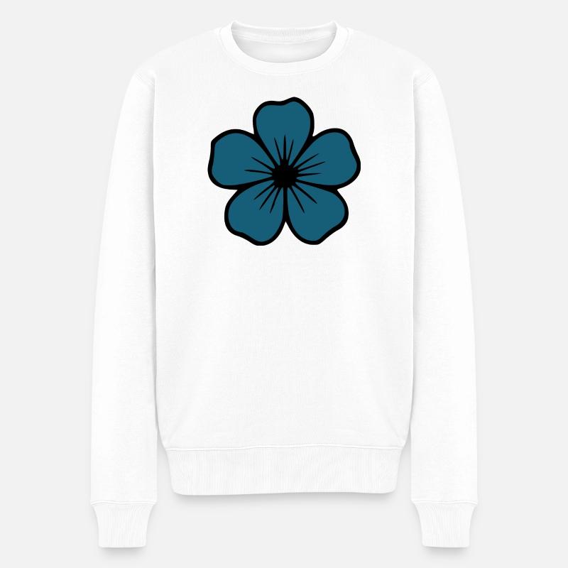 Fleur d’Hibiscus Fleur Fleur Bleu Foncé - Pull Premium bio Homme - blanc