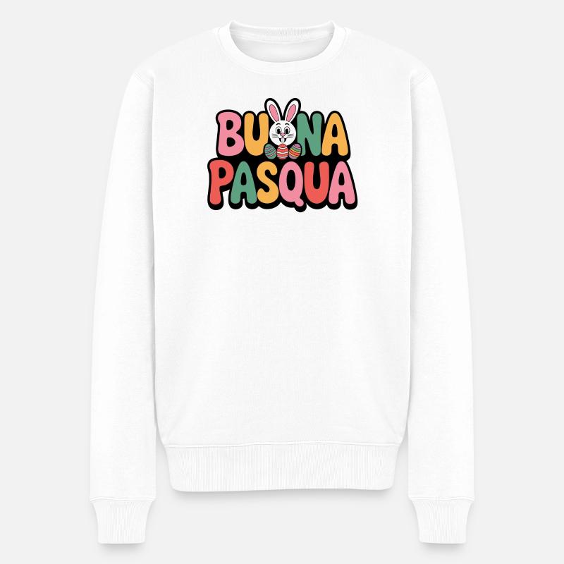 Frohes Osterhase - Männer Premium Bio Pullover - Weiß