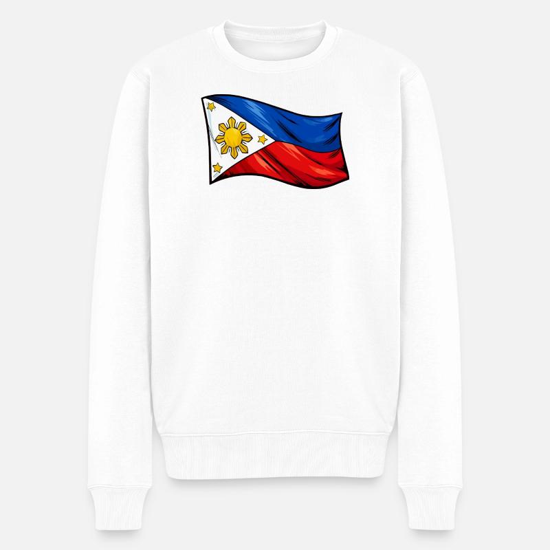 Caricature du drapeau des Philippines - Pull Premium bio Homme - blanc