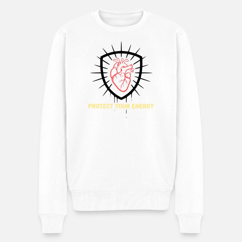 Protect Energy Herz Schild - Männer Premium Bio Pullover - Weiß