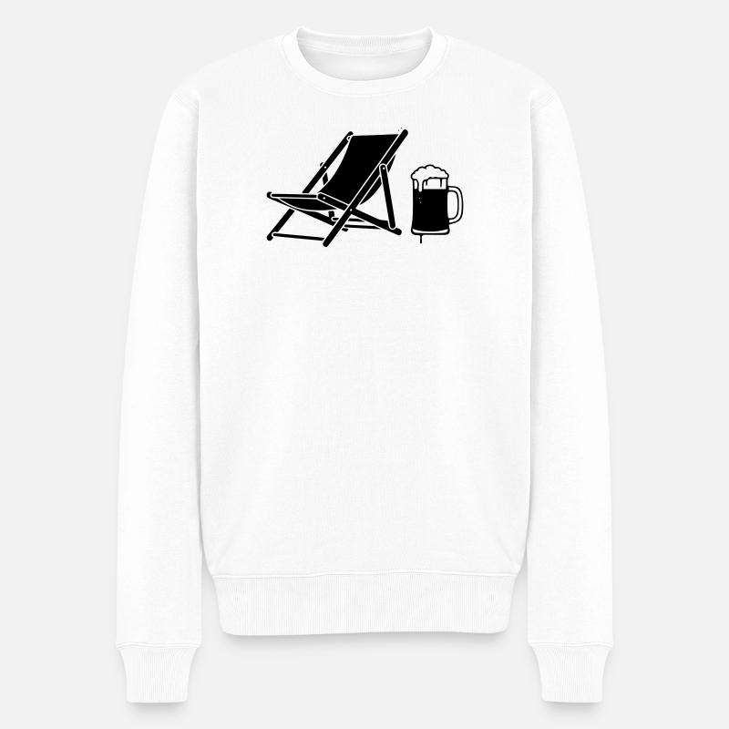 Liegestuhl Bier Urlaub Icon - Männer Premium Bio Pullover - Weiß