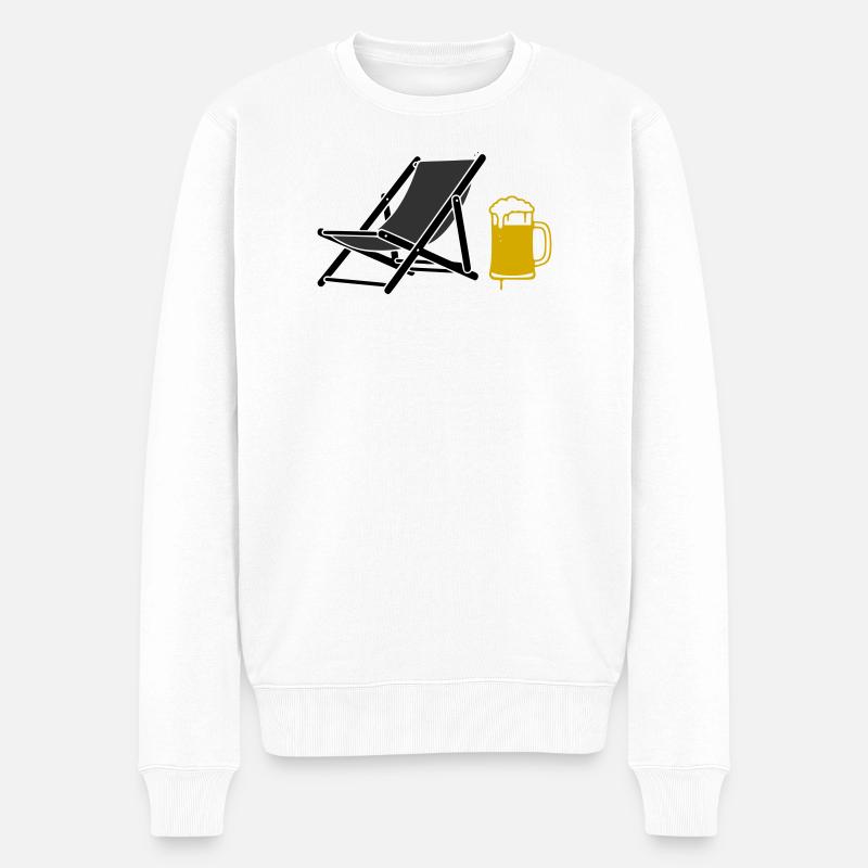 Strandstuhl Bier Farbig Vektor - Männer Premium Bio Pullover - Weiß