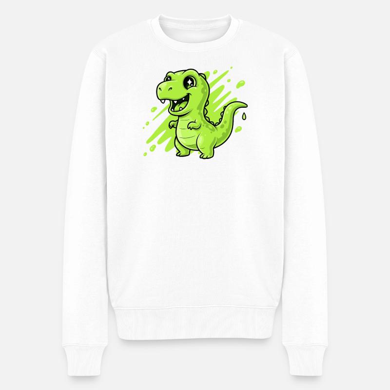 Grüner Schleim Dino Comic - Männer Premium Bio Pullover - Weiß