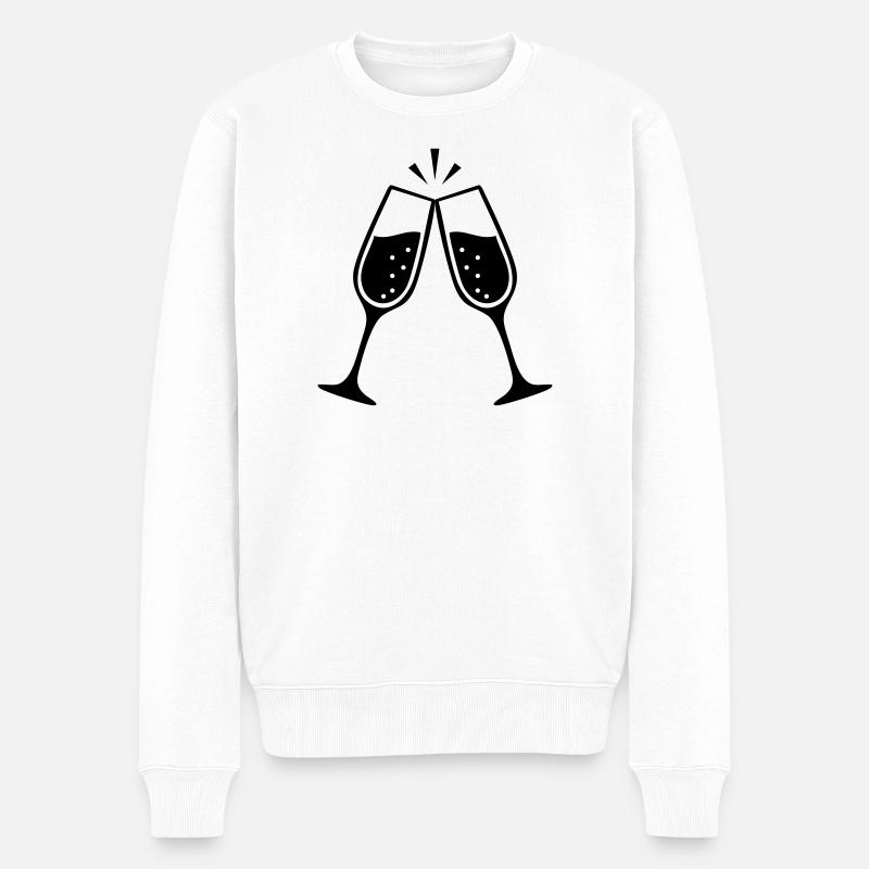 Klirrende Gläser – Schwarz-Weiß-Hochzeit - Männer Premium Bio Pullover - Weiß