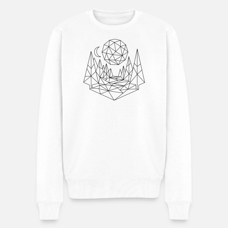 Landschaft Polygon - Männer Premium Bio Pullover - Weiß
