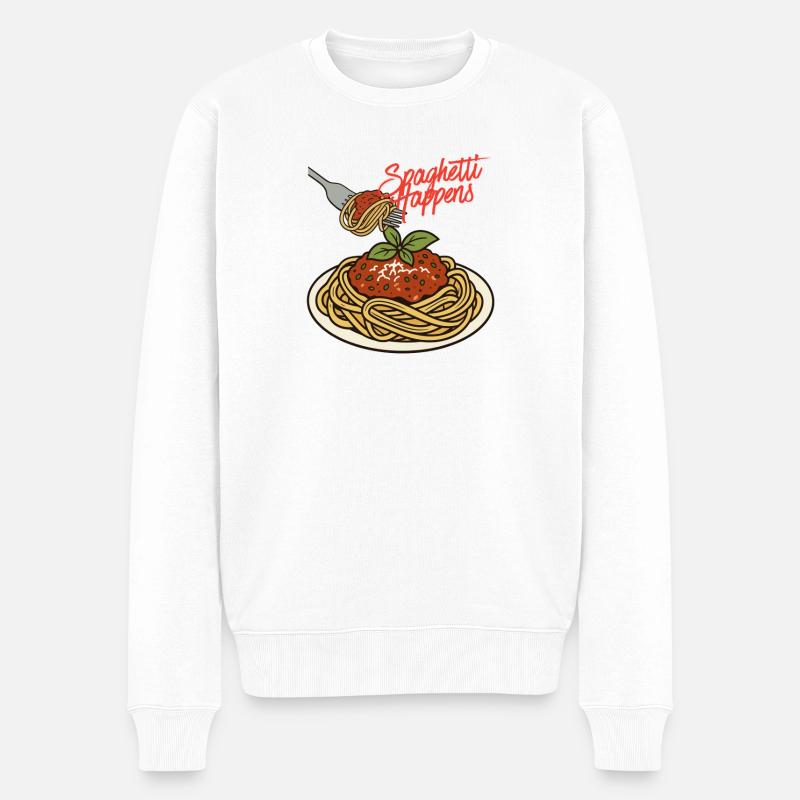 Spaghetti happens - Männer Premium Bio Pullover - Weiß