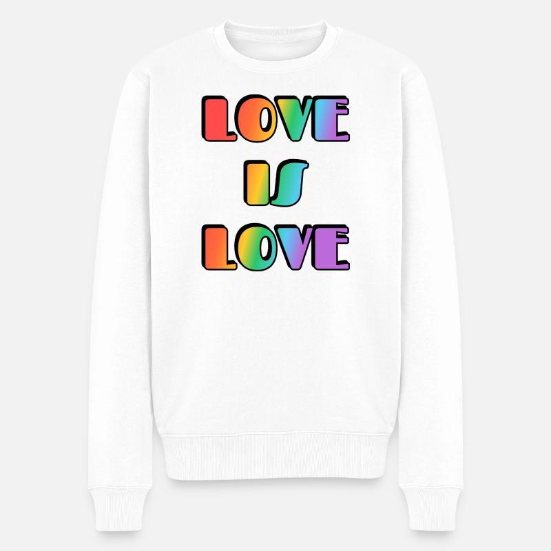 Liebe ist Liebe Regenbogen - Männer Premium Bio Pullover - Weiß