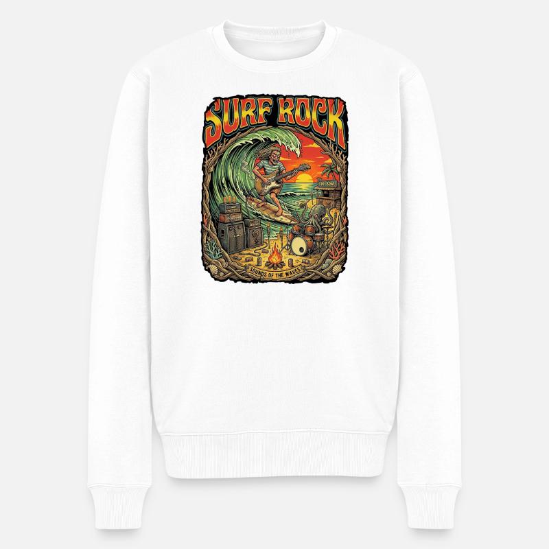 Fête de plage Surf Rock - Pull Premium bio Homme - blanc
