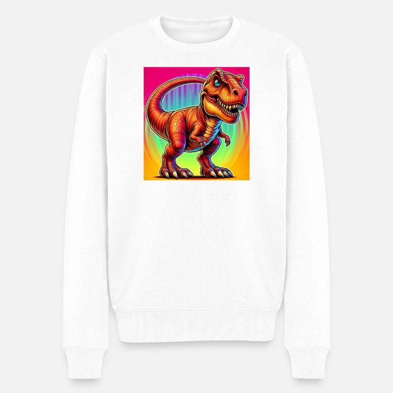 Dinosaurier - Männer Premium Bio Pullover - Weiß