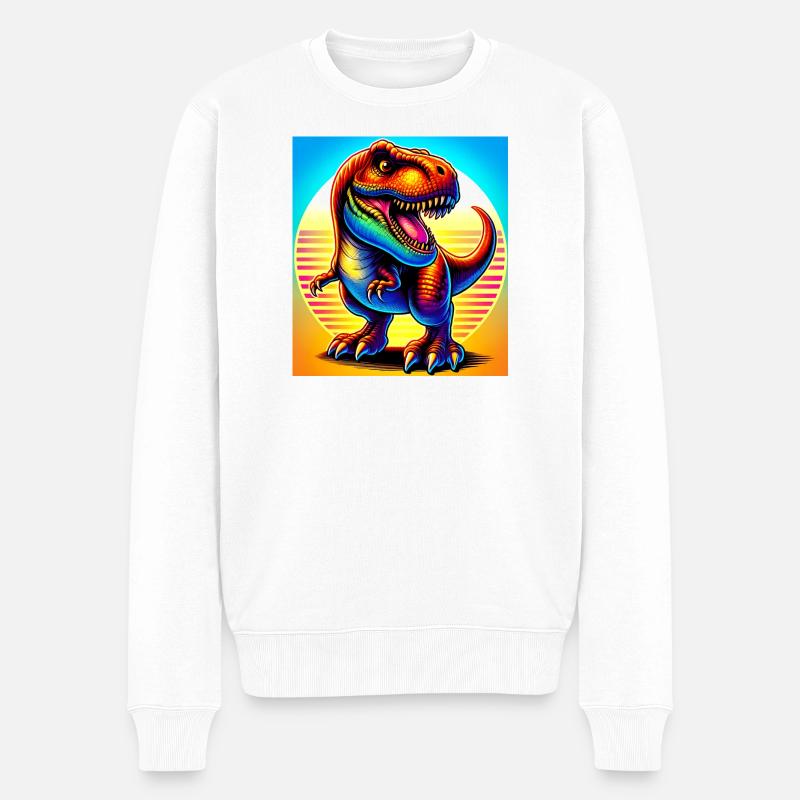 Dinosaurier - Männer Premium Bio Pullover - Weiß