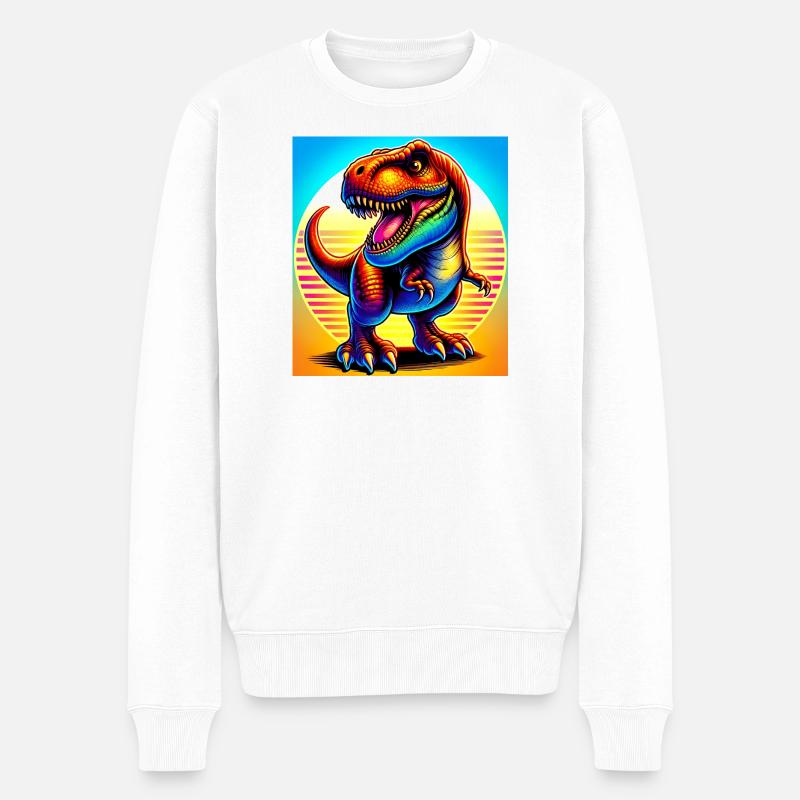 Dinosaurier - Männer Premium Bio Pullover - Weiß