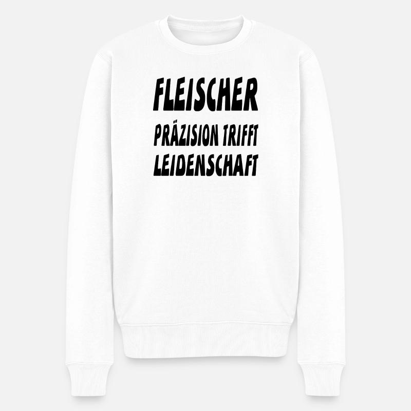 Fleischer - Männer Premium Bio Pullover - Weiß