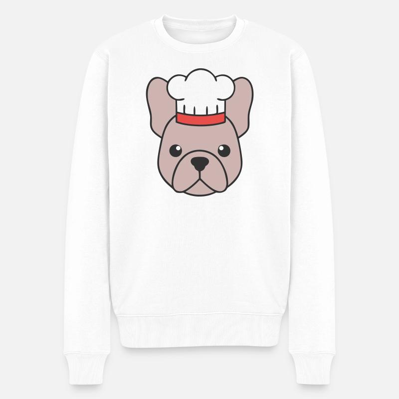 Frenchie Kochmütze Kopf Logo - Männer Premium Bio Pullover - Weiß