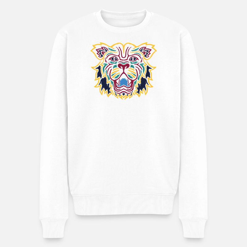 Emblème coloré de l’œil de tigre - Pull Premium bio Homme - blanc