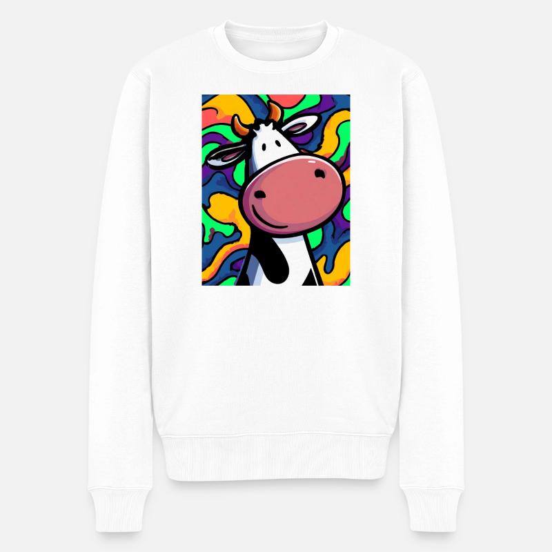 Kuh - Männer Premium Bio Pullover - Weiß