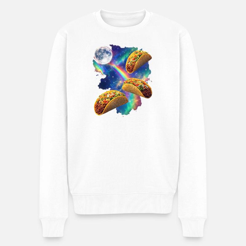 Kosmische Taco-Regenbogen - Männer Premium Bio Pullover - Weiß