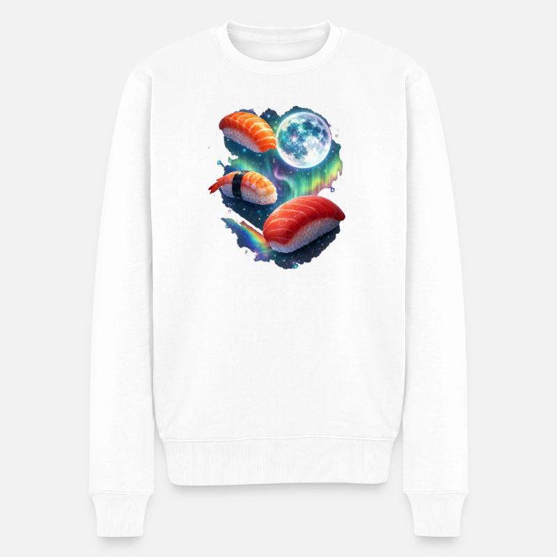 Kosmische Sushi-Nacht - Männer Premium Bio Pullover - Weiß