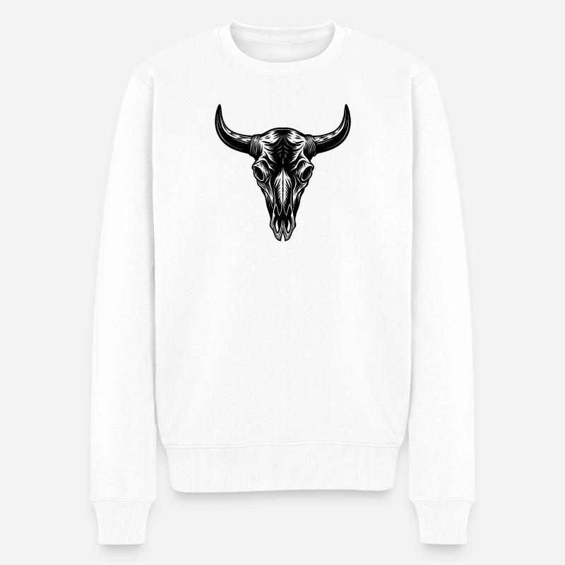 Kuhschädel - Männer Premium Bio Pullover - Weiß