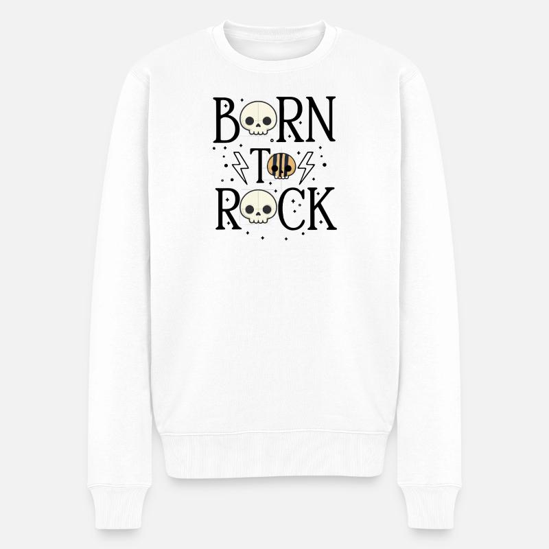 Born to Rock - Männer Premium Bio Pullover - Weiß