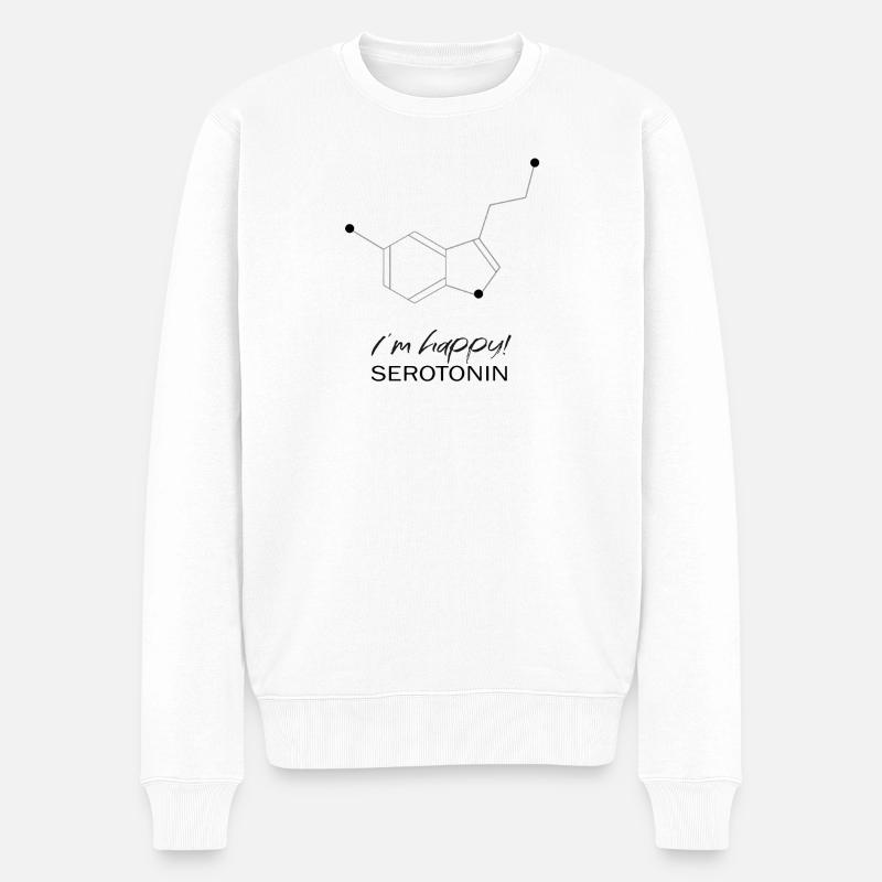 Ich bin glücklich - Männer Premium Bio Pullover - Weiß