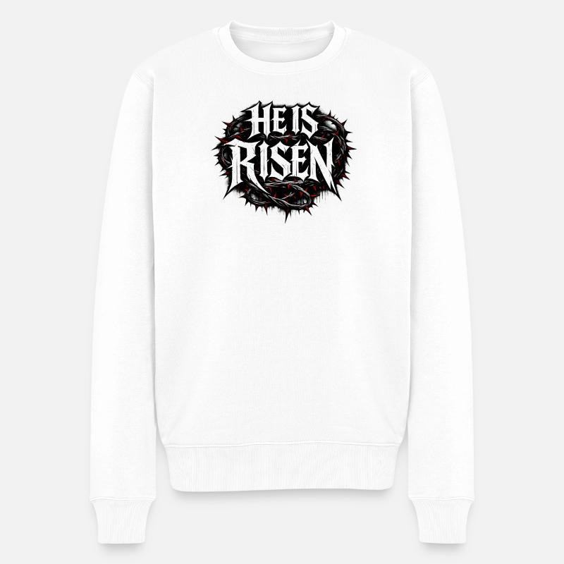He is risen - Männer Premium Bio Pullover - Weiß