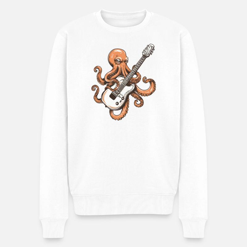 Oktopus Rockgitarre - Männer Premium Bio Pullover - Weiß