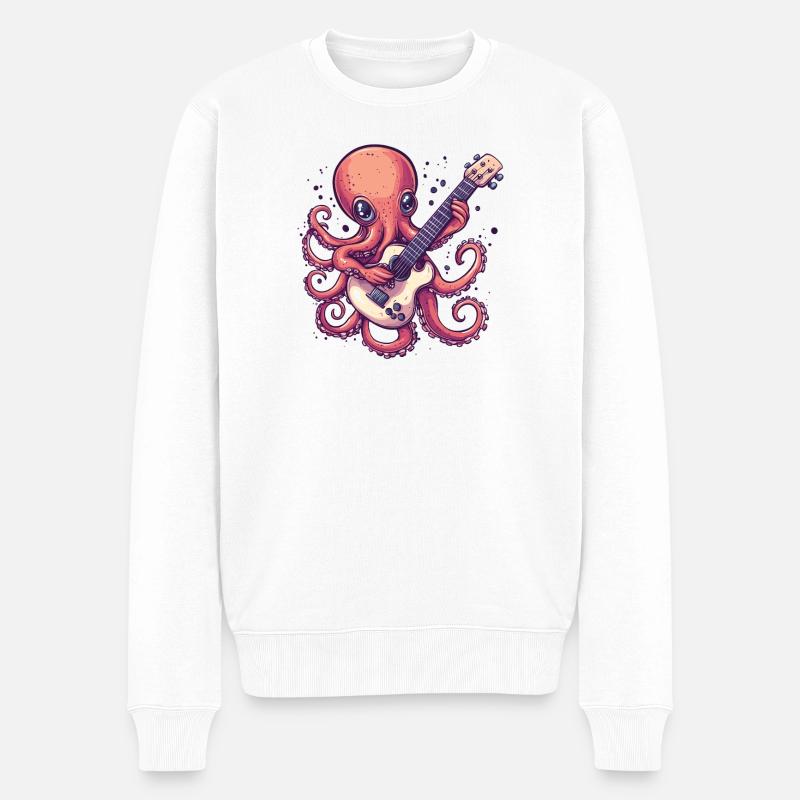 Pieuvre à la guitare - Pull Premium bio Homme - blanc