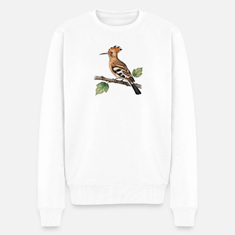 Wienhopf auf dem Ast - Männer Premium Bio Pullover - Weiß