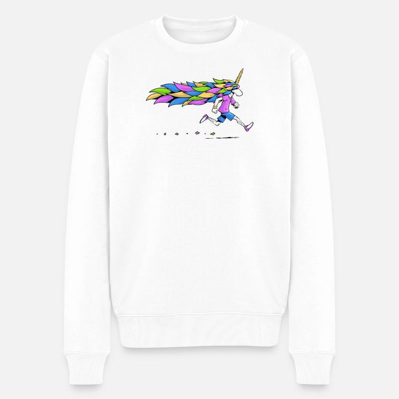 Einhornläufer - Männer Premium Bio Pullover - Weiß