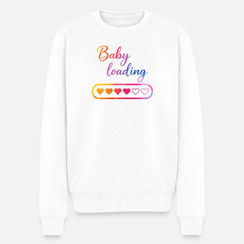 Baby loading herz - Männer Premium Bio Pullover - Weiß