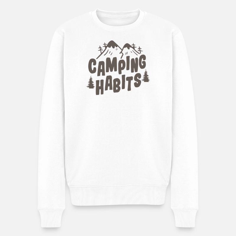 Camping Habits Funny Outdoor Camping Design - Männer Premium Bio Pullover - Weiß