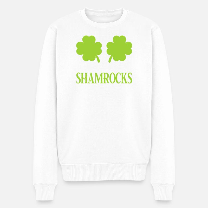 Shamrock-Shake-Motiv - Männer Premium Bio Pullover - Weiß