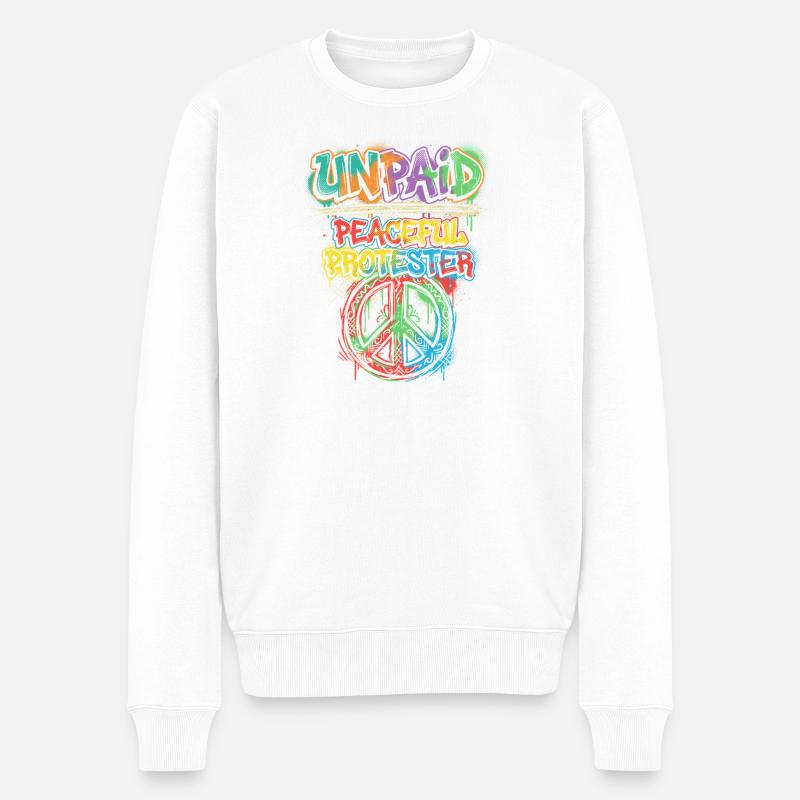 Manifestant pacifique du graffiti - Pull Premium bio Homme - blanc