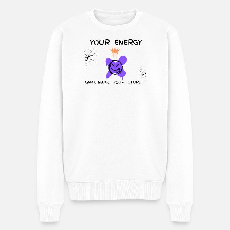 Crown Graffiti Purple  - Pull Premium bio Homme - blanc