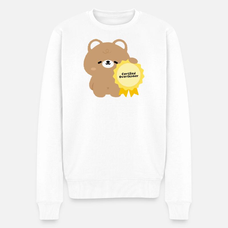 Kawaii Bear zertifizierter Überdenker - Männer Premium Bio Pullover - Weiß