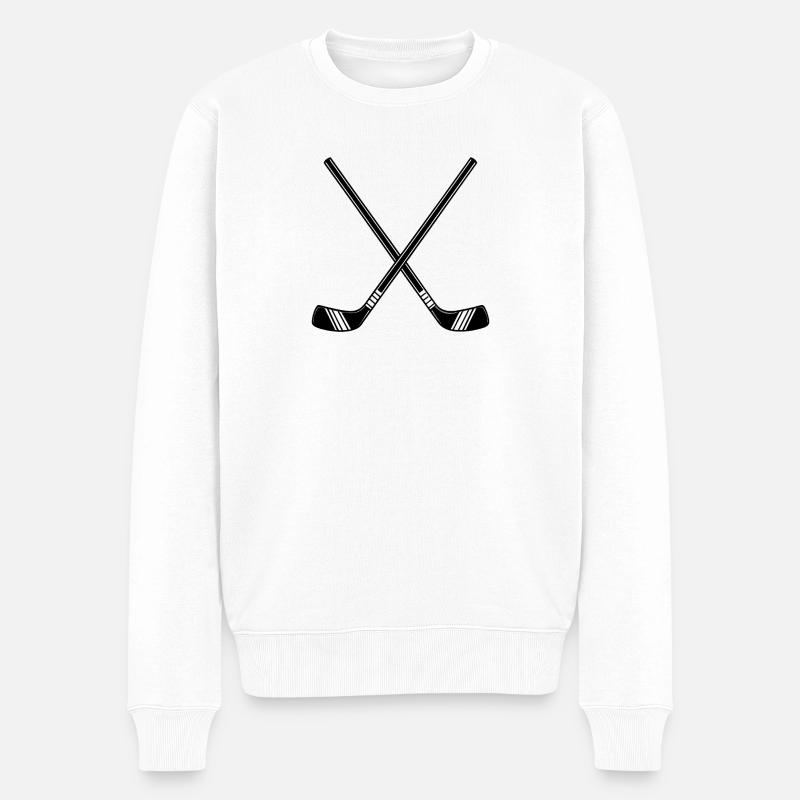 Hockeyschläger - Männer Premium Bio Pullover - Weiß
