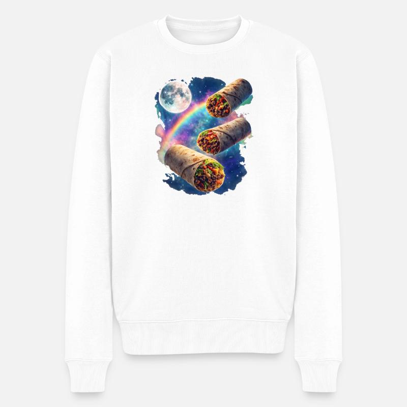 Kosmos Burrito Galaxy - Männer Premium Bio Pullover - Weiß