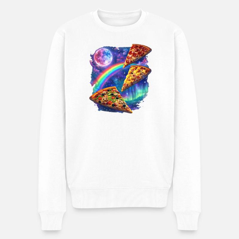 Kosmische Regenbogenpizza All - Männer Premium Bio Pullover - Weiß