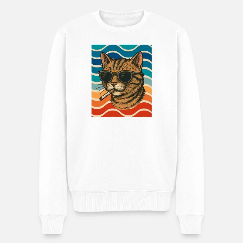 Katzensommer Sonnenbrille Zigarette - Männer Premium Bio Pullover - Weiß