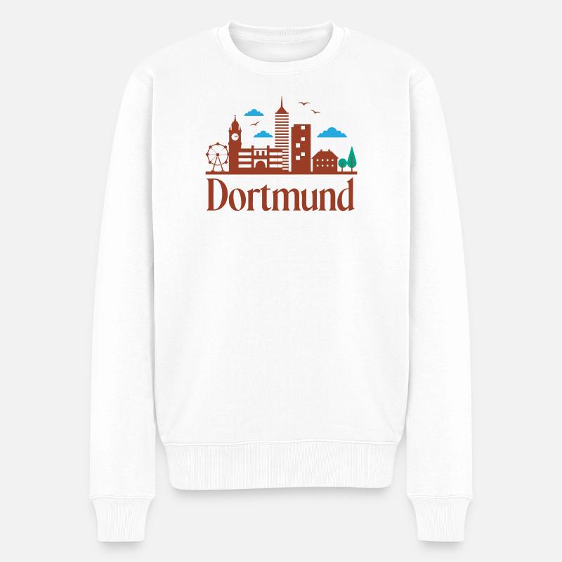 Dortmunder Stadtsilhouette - Männer Premium Bio Pullover - Weiß