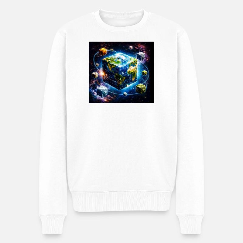 Cube terrestre dans l’espace - Pull Premium bio Homme - blanc