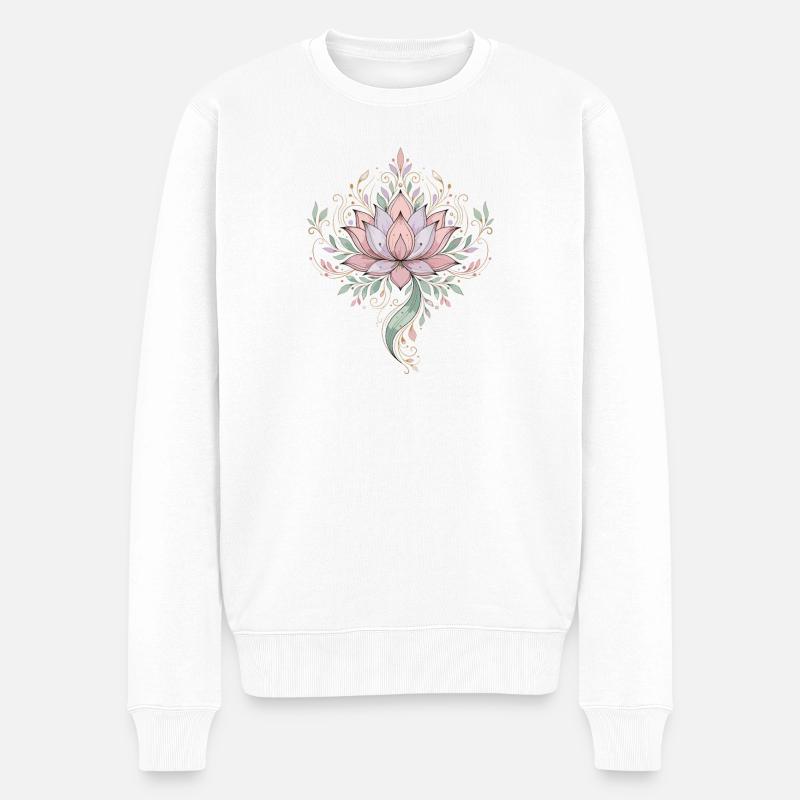 Pastell Lotus Mandala - Männer Premium Bio Pullover - Weiß