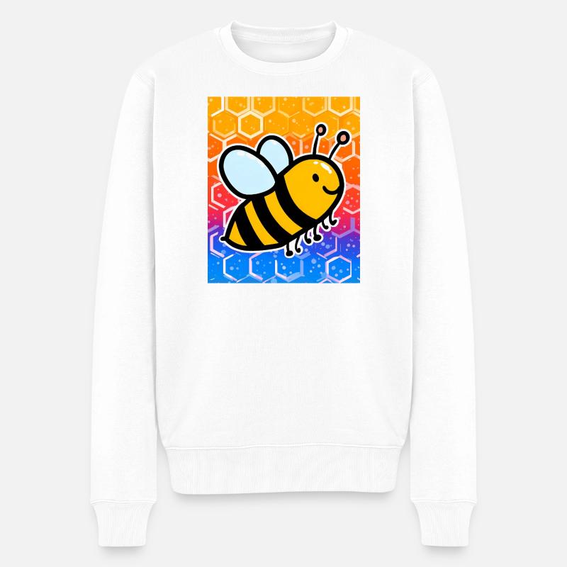 Biene - Männer Premium Bio Pullover - Weiß